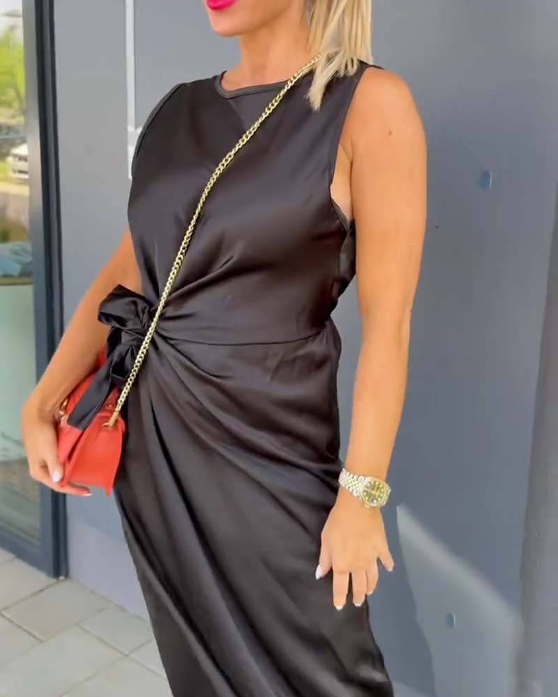 Jurk Mouwloos Getailleerde Taille Effen