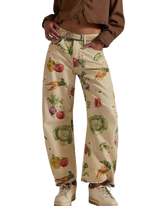 Jeans Losse Pasvorm Print Middenrijzing