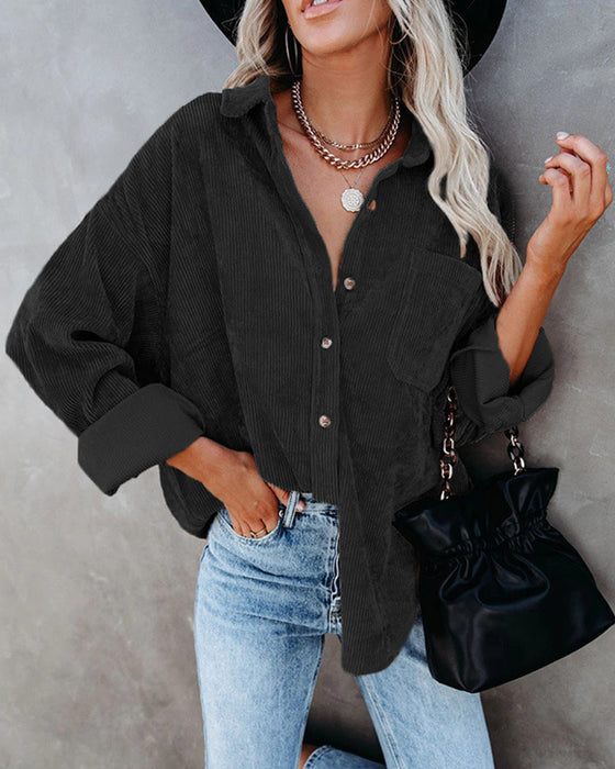 Effen Corduroy Blouse Met Zak