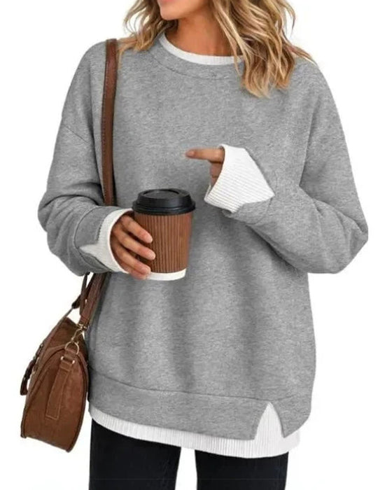 Sweatshirt Nep Gelaagd Los Lange Mouw