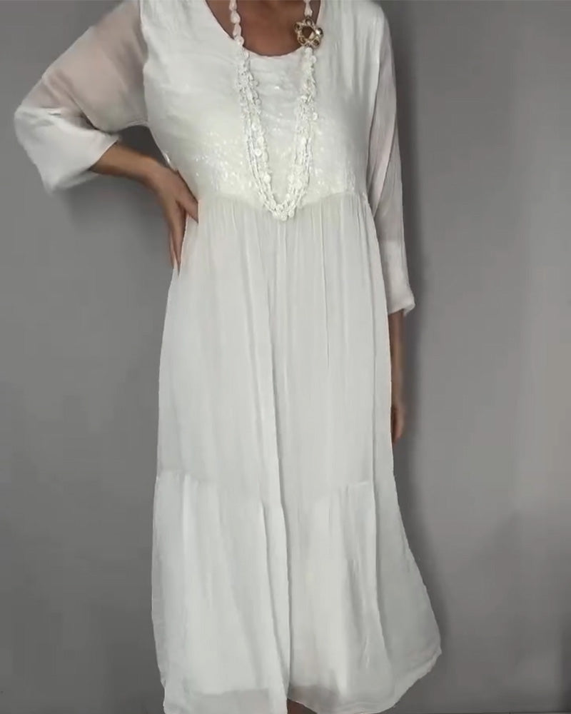 Jurk Chiffon Pailletten Patchwork Lang