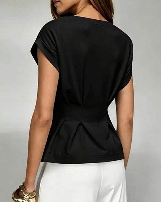 T-Shirt Cap Mouw Gerimpelde Taille