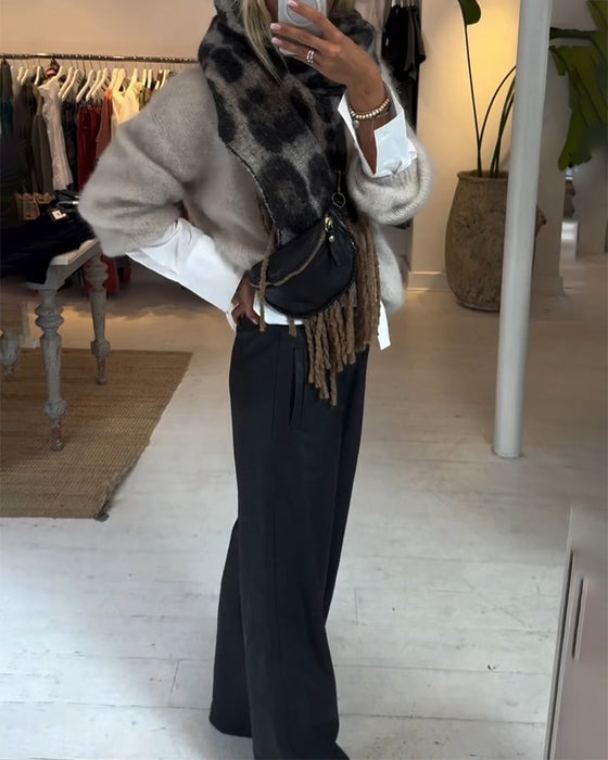 Broek Gedrapeerd Wijd Been Casual Leder