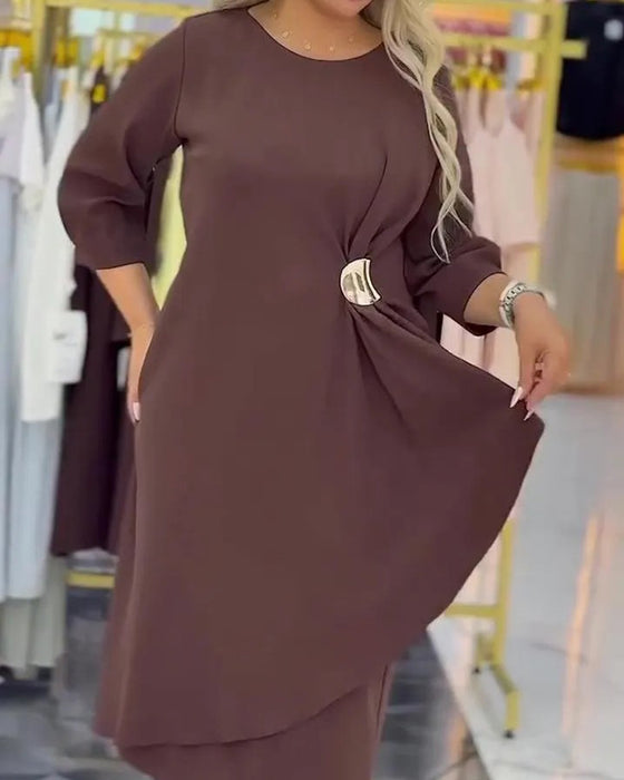 Jurk Plus Size Stijlvol Twist Knoop