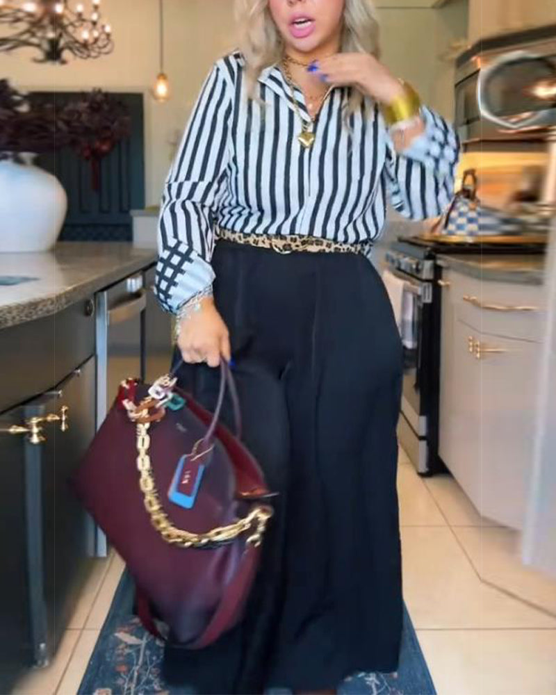 Blouse Met Verticale Gestreepte Patroon En Elegante Stijl