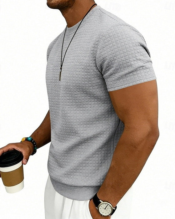 T-Shirt Geribbeld Rondhals Korte Mouw