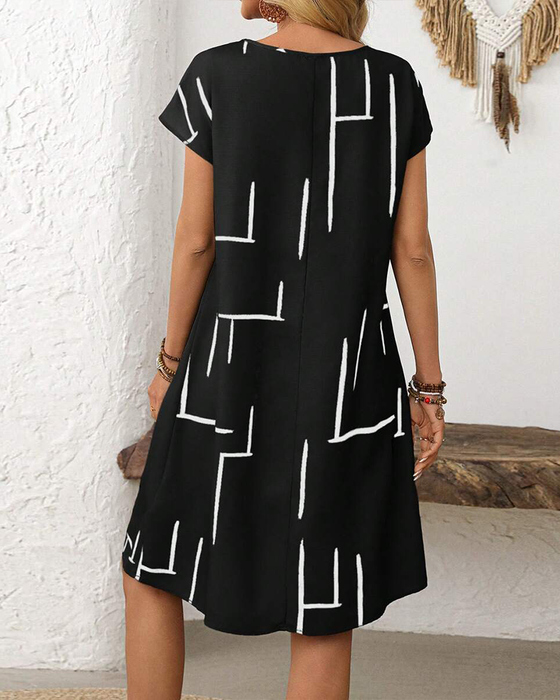 Jurk Dames Zomer Casual Print Rond Hals