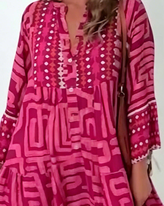 Jurk Etnische Geometrische Print