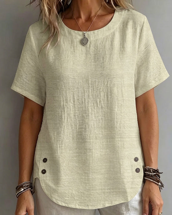 T-Shirt Ronde Hals Effen Eenvoudig 100% Katoen