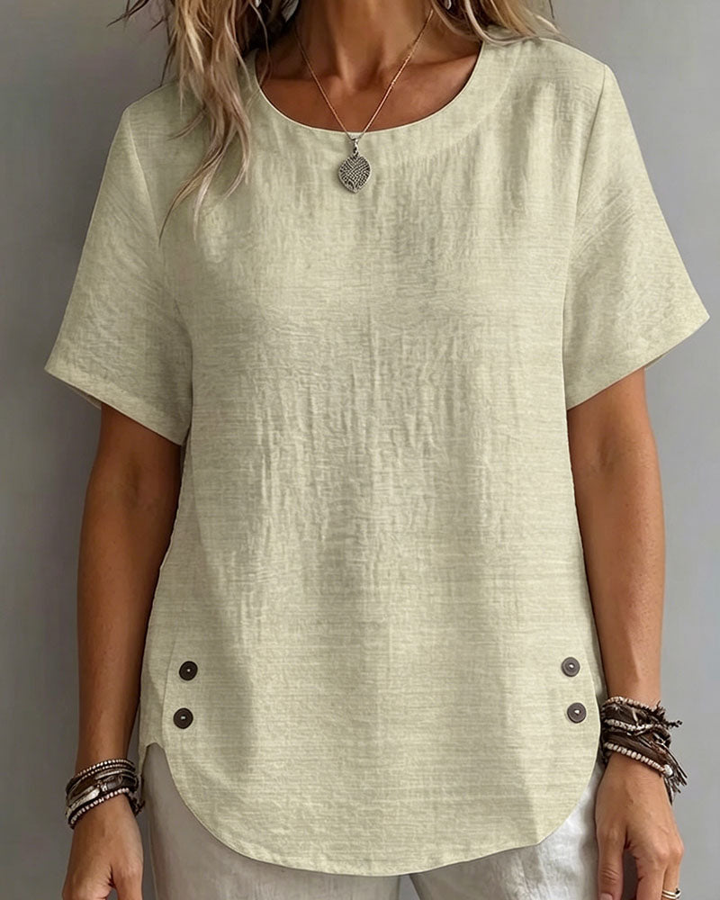 T-Shirt Ronde Hals Effen Eenvoudig 100% Katoen