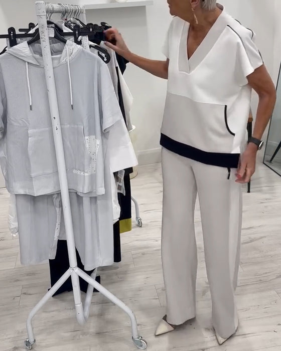Pak V-Hals Kleurcombinatie Split Casual