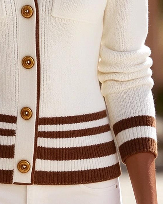 Cardigan Slag Knoop Streep