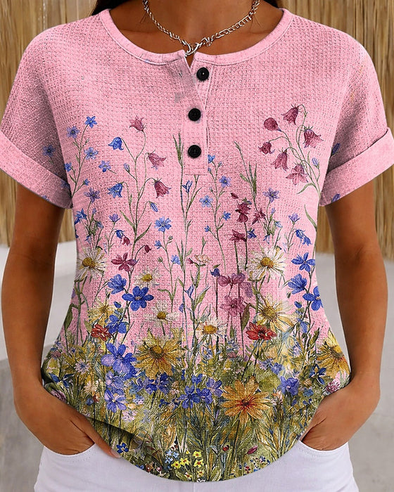 Top Henley Wilde Bloem Daisy Wafel