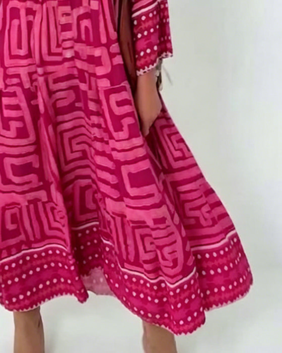 Jurk Etnische Geometrische Print