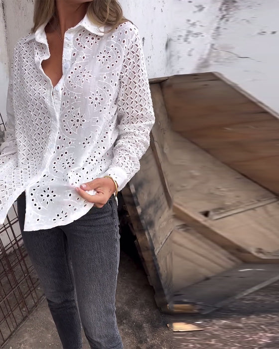 Shirt Lange Mouwen Revers Uitsnede