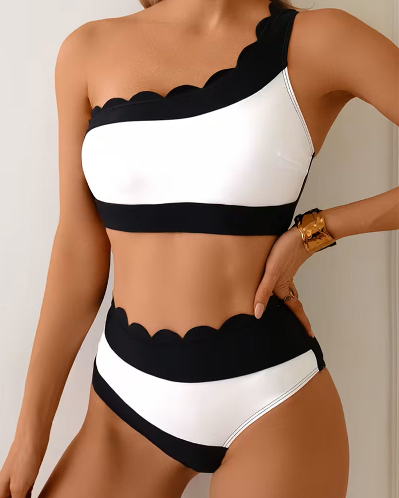 Tweedelig Badpak In Bikini-Stijl Met Colorblock