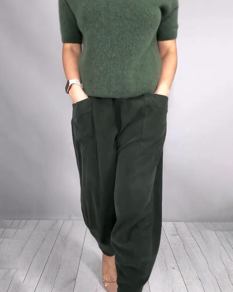 Broek Modieus Elastische Taille En Zakken