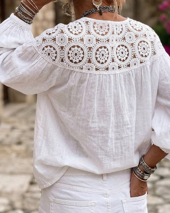 Blouse Lantaarnmouw Kant Los