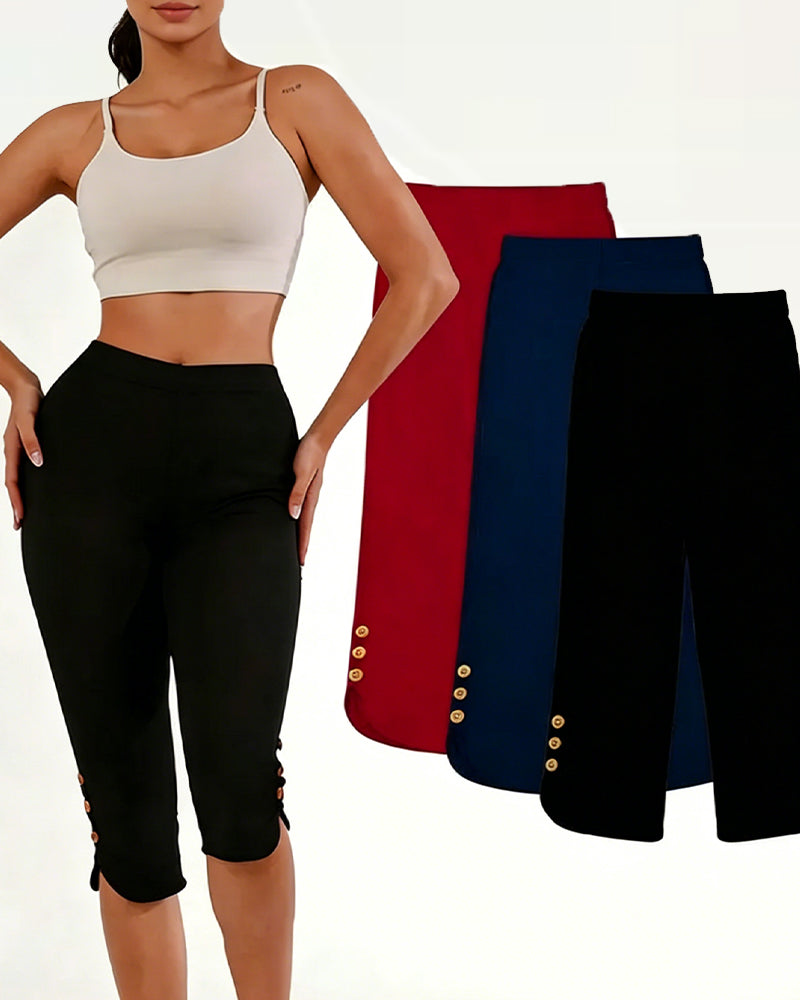 Leggings Effen Slim-Fit Ingekort