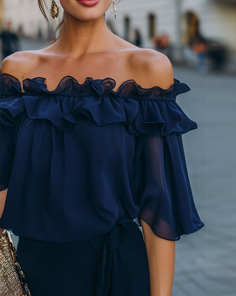 Blouse Elegant Off-Shoulder Ruches