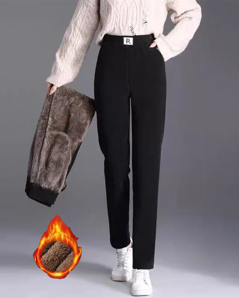 Broek Hoge Taille Fleece-Gevoerd Verdikt Jogger