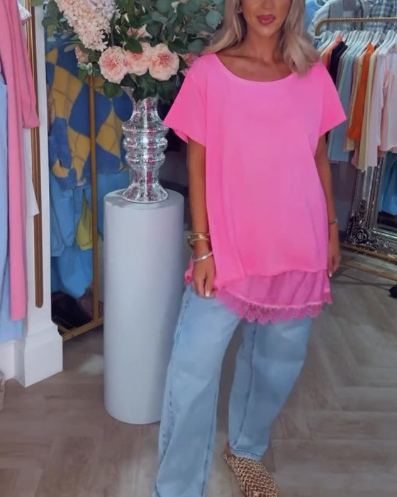 T-shirt Kant Samengesteld Korte Mouw