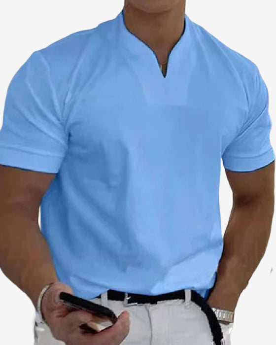 Atletisch T-shirt met korte mouwen en V-hals