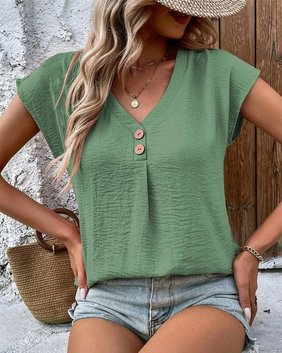 T-shirt met korte mouwen en V-hals