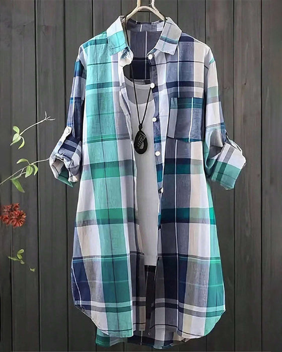 Overhemd Casual Geruit Contrast