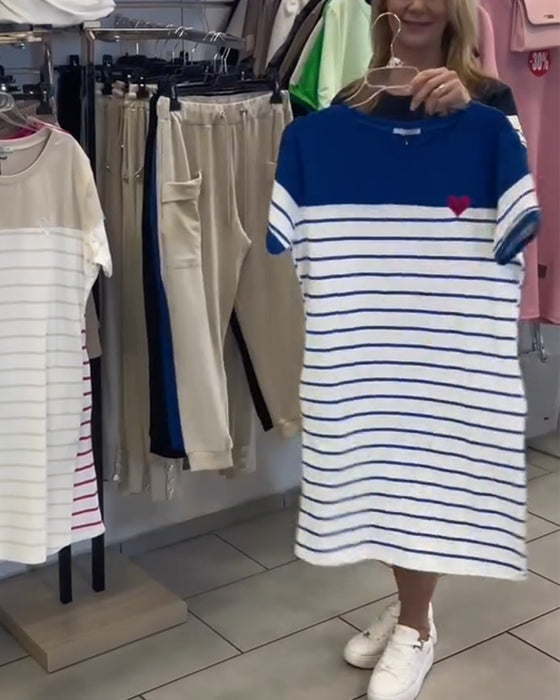 Jurk Ronde Hals Casual Gestreept