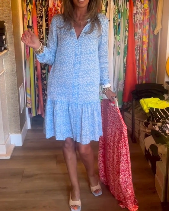 Jurk met V-hals en bloemmotief