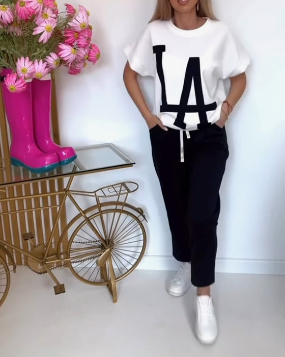 Stel Casual Letter Print Sports in