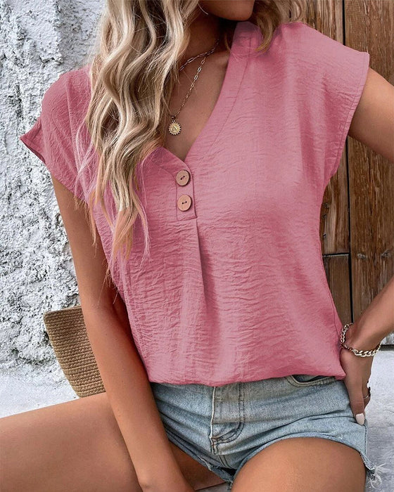 T-shirt met korte mouwen en V-hals