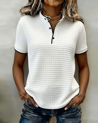 Top Wafelbrei Gebreid Geknoopt Korte Mouwen