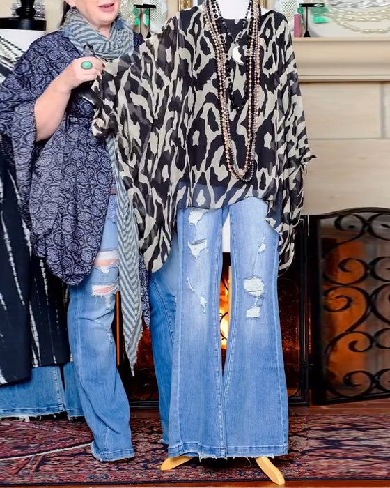 Blouse Vleermuismouw Print Lange Mouw