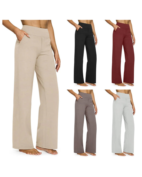 Dames hoge taille rekbare casual yoga wijde pijp broeken