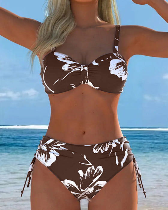 Tweedelige Halter-Bikini Met Bedrukt Patroon