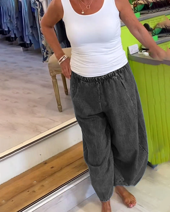 Casual Jeans Met Elastische Taille