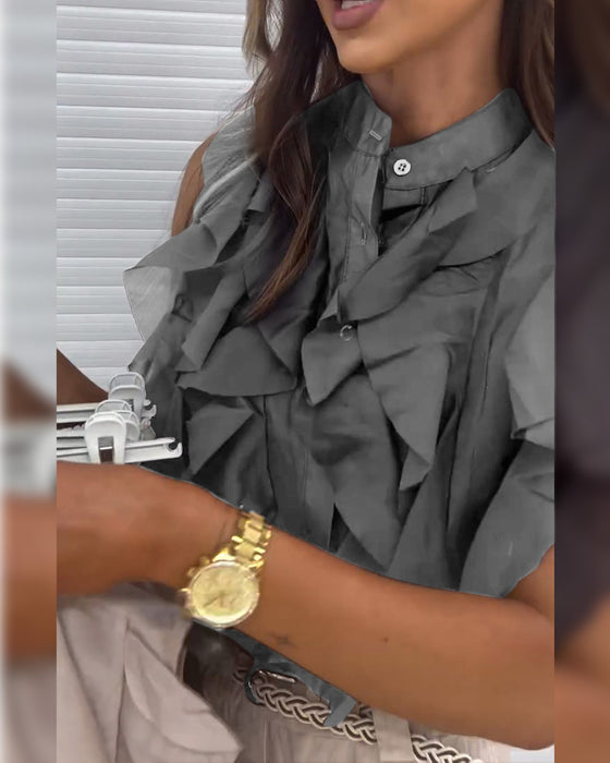 Tank Top Designer Ruffle Mouwloos