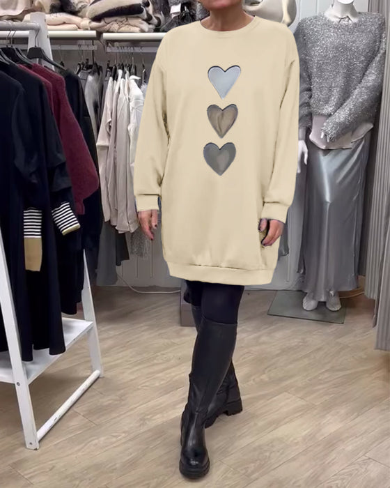 Jurk Shift Hart Patroon Casual