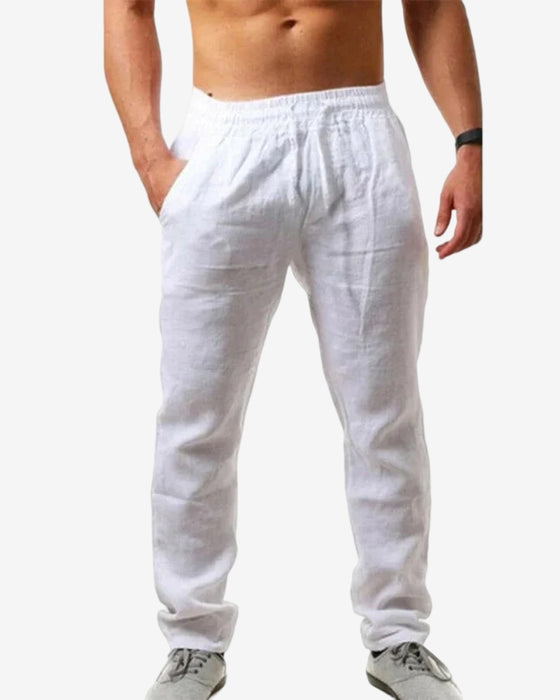 Katoen linnen ademende effen kleur broek