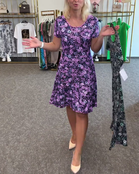 Jurk Stijlvol Smalle Taille Gedrukt