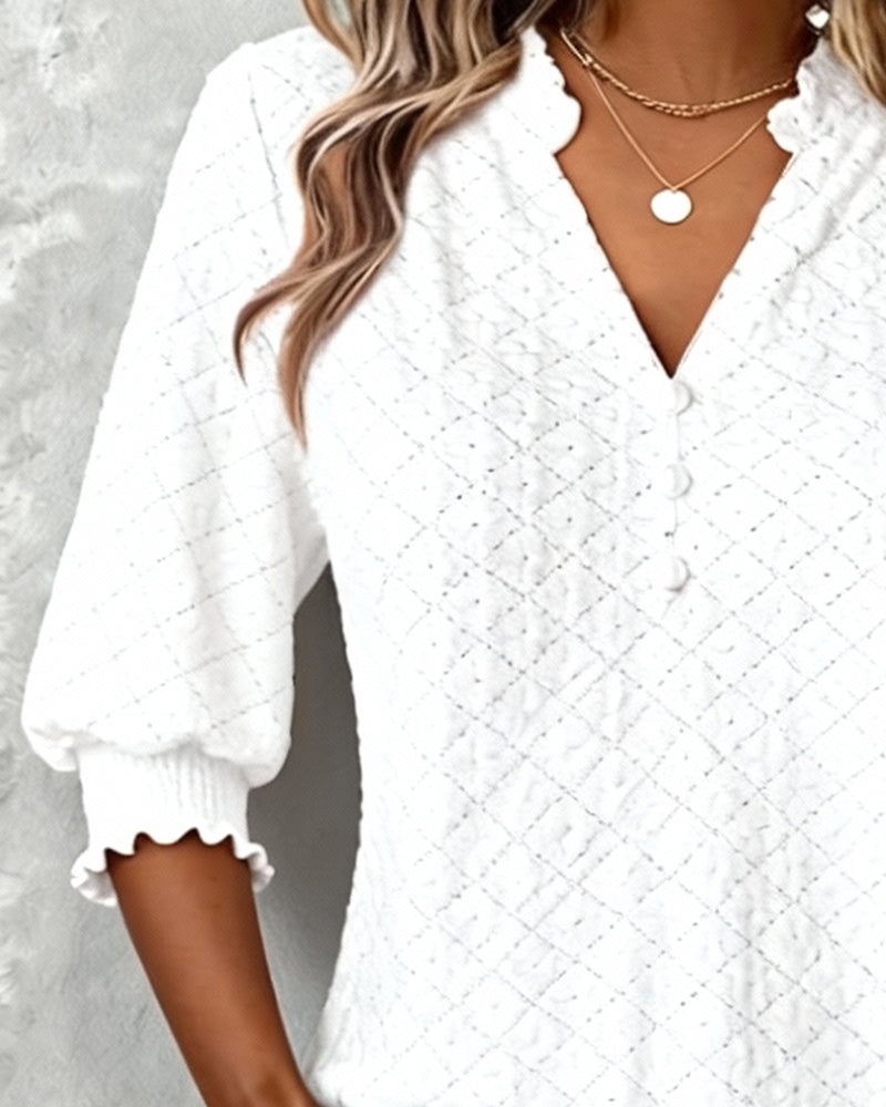 Top V-Hals Argyle Korte Mouwen