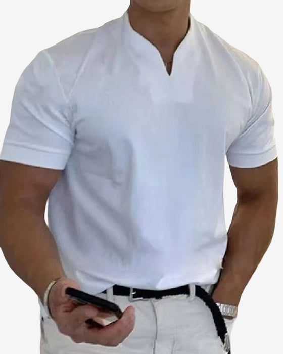 Atletisch T-shirt met korte mouwen en V-hals