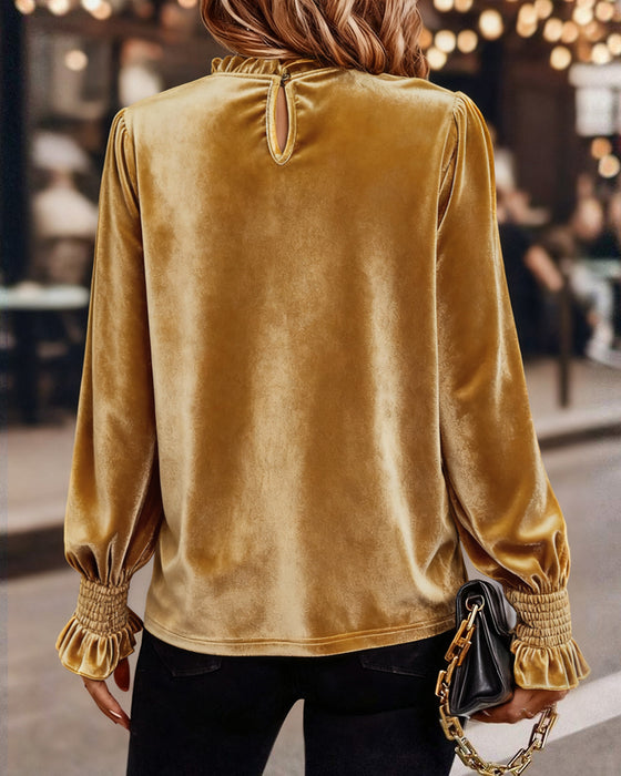 Top Gerimpeld Fluweel Lange Mouw