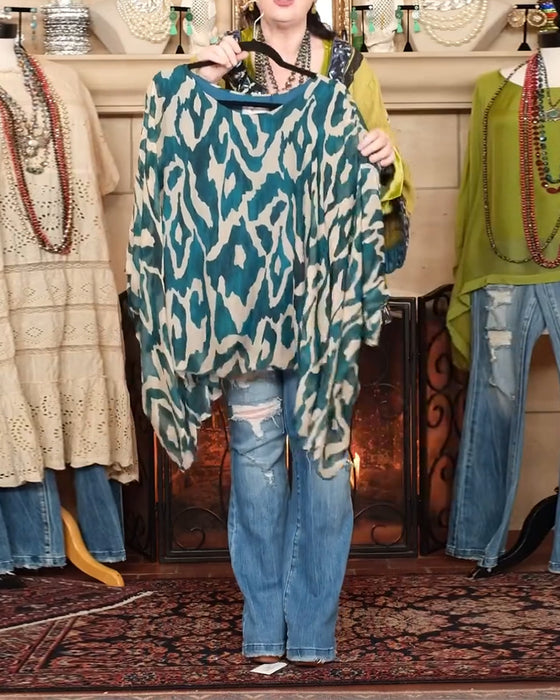 Blouse Vleermuismouw Print Lange Mouw