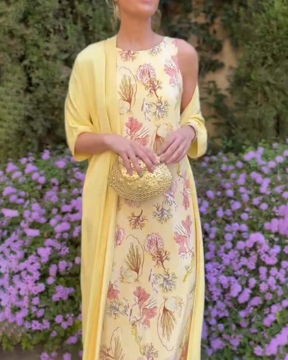 Set Mouwloos Maxi Jurk + Bijpassende Cardigan