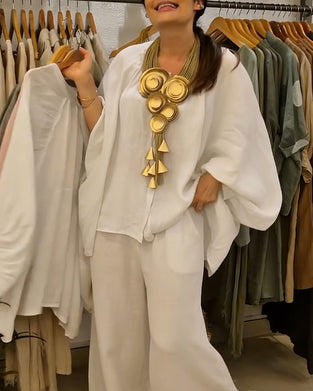 Blouse Pof Mouw Linnen Losse Pasvorm