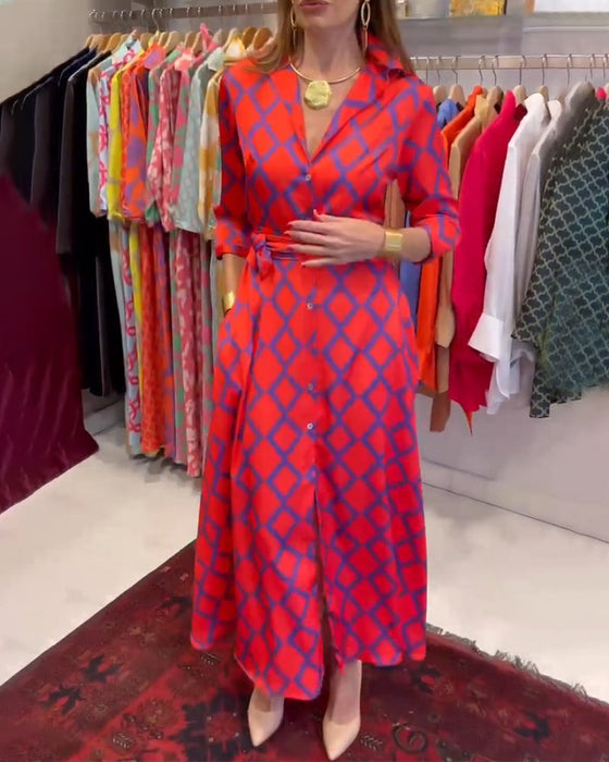 V-hals 3/4 mouwen Shirtjurk