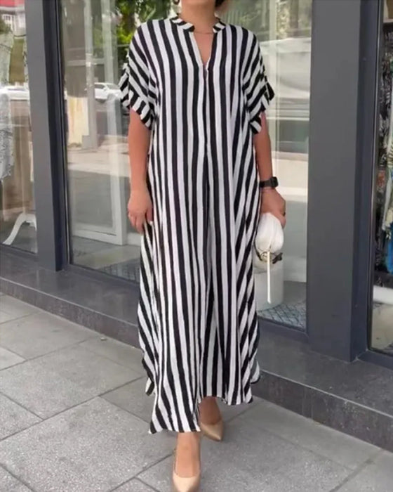 Shirtjurk met V-hals in gestreepte print